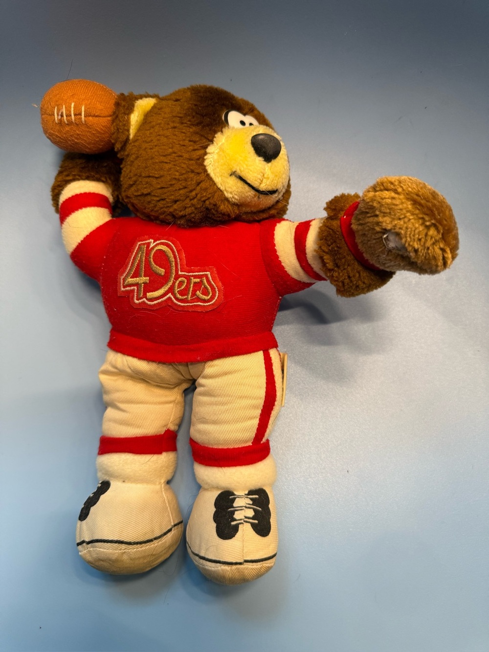 Vintage 1990s San Francisco 49ers plush football teddy bear made by Good Stuff